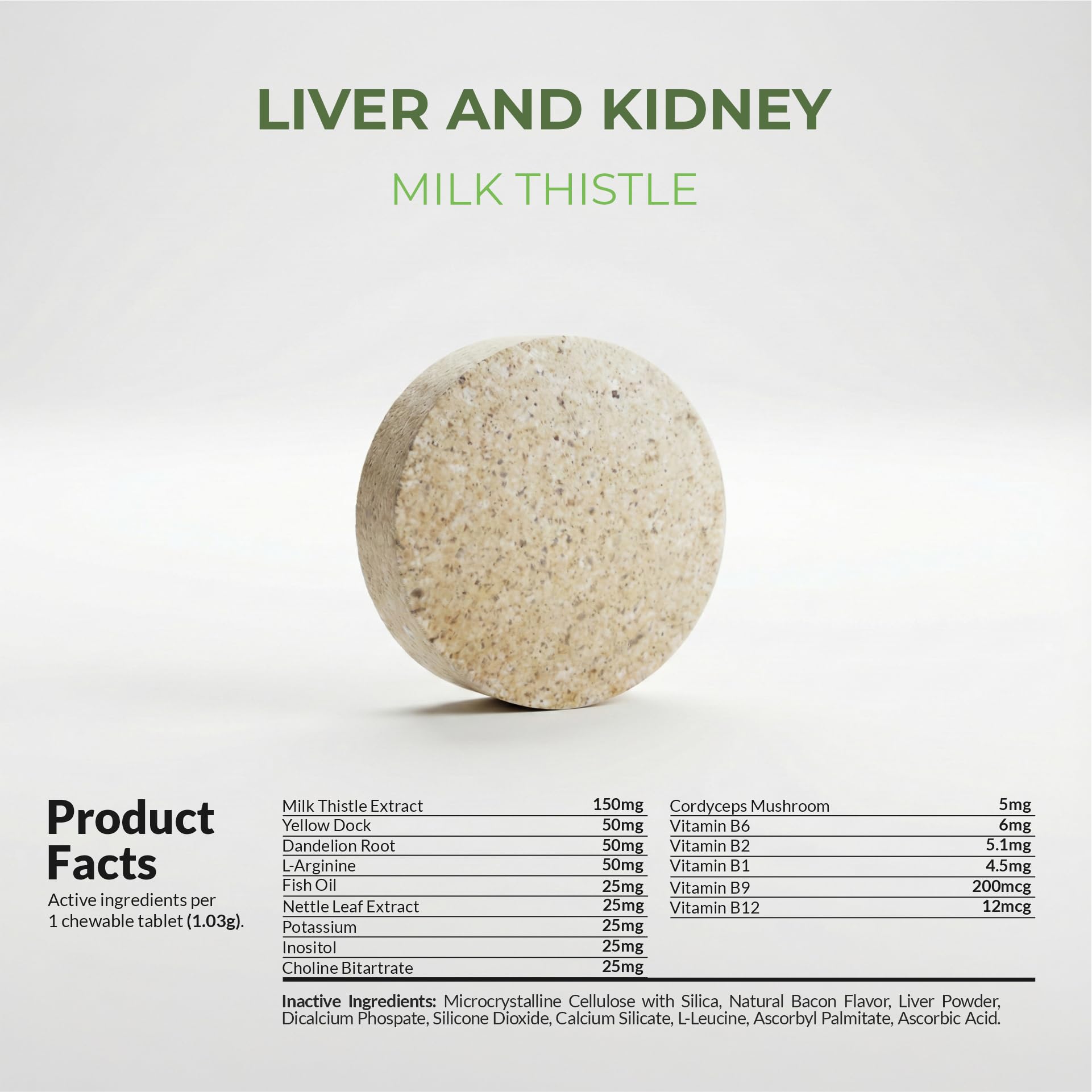 Coco and Luna milk thistle tablets closeup demonstrates easy administration