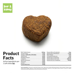 Coco and Luna Soft chews close-up texture suggests palatable liver and kidney support.