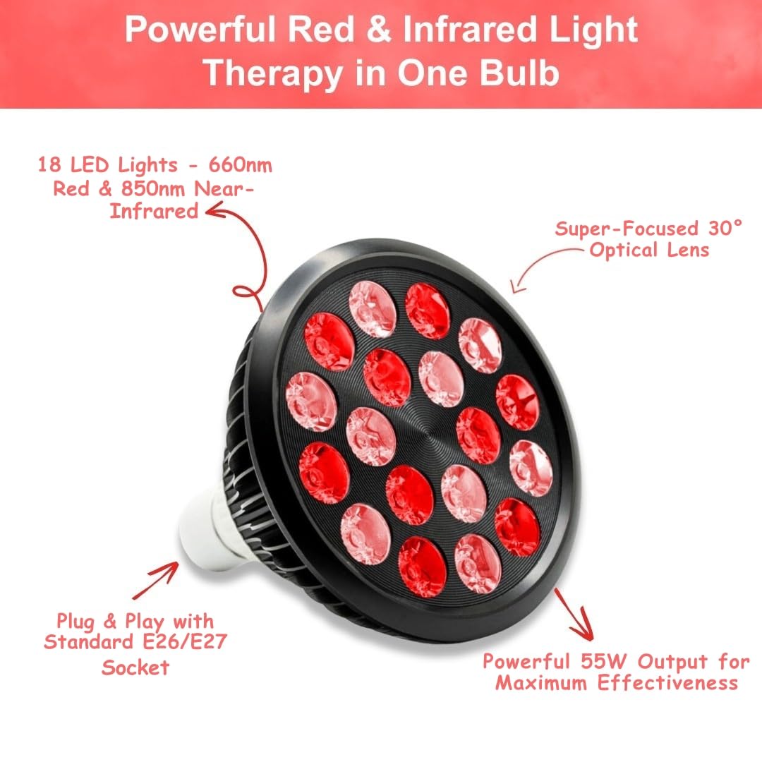 Coco Bliss red light lamp side view showing compact design for bedside use