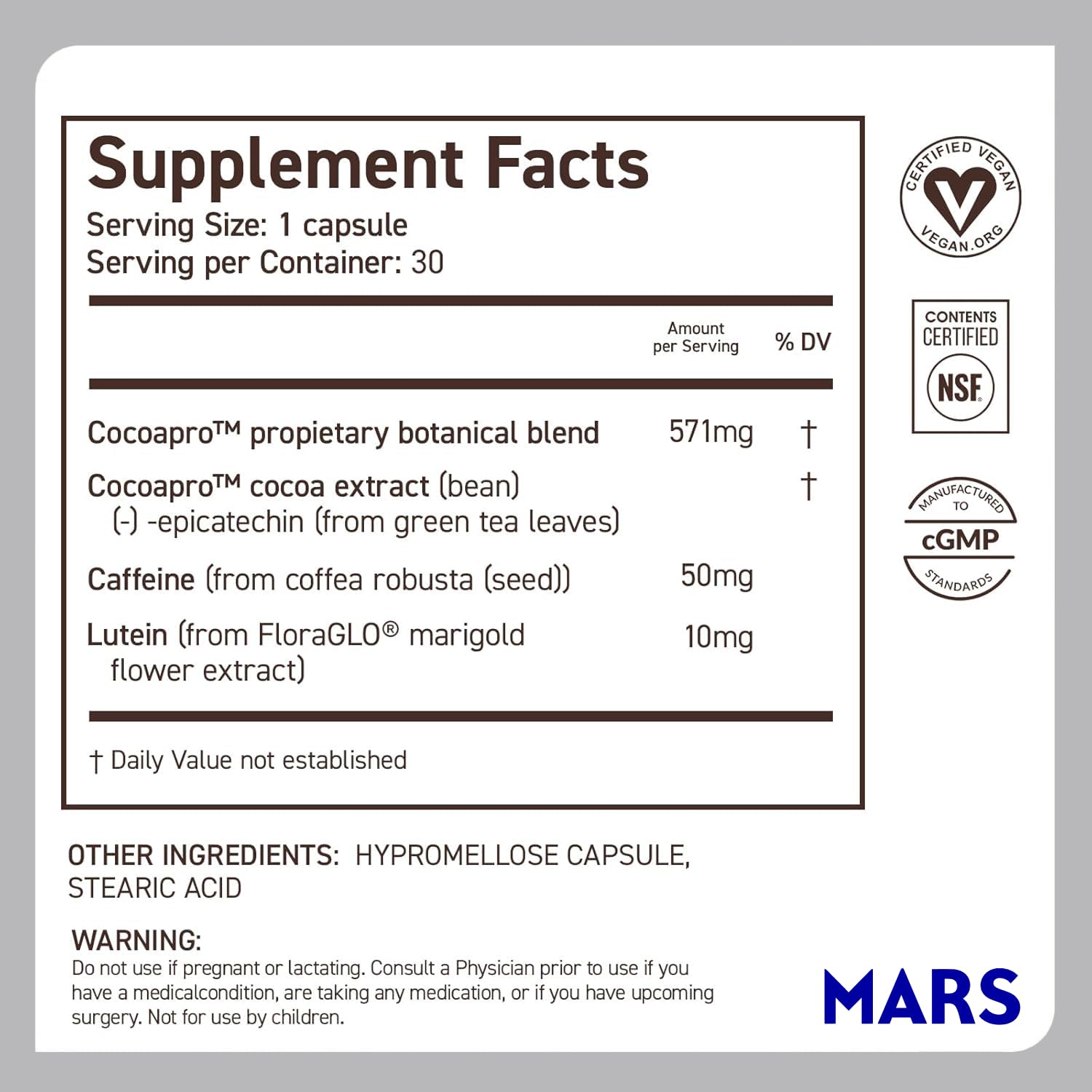 Study-ready CocoaVia capsules arranged with a notebook for concentration.