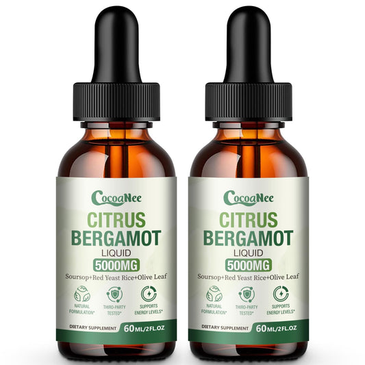 CocoaNee bottle pour of bergamot liquid drops for easy daily use and balance support