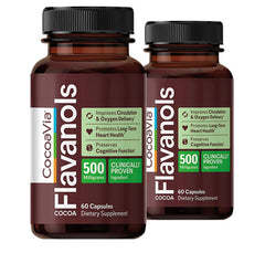 CocoaVia Cardio Health bottle shown, highlighting convenient daily capsules for heart support.