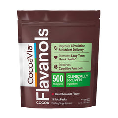 CocoVia Cardio Health Cocoa Powder packets for daily use and flavanol benefits.