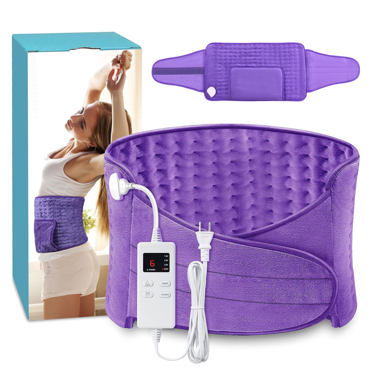 COCOBELA heating pad front view with 12x24 inch coverage for back relief.