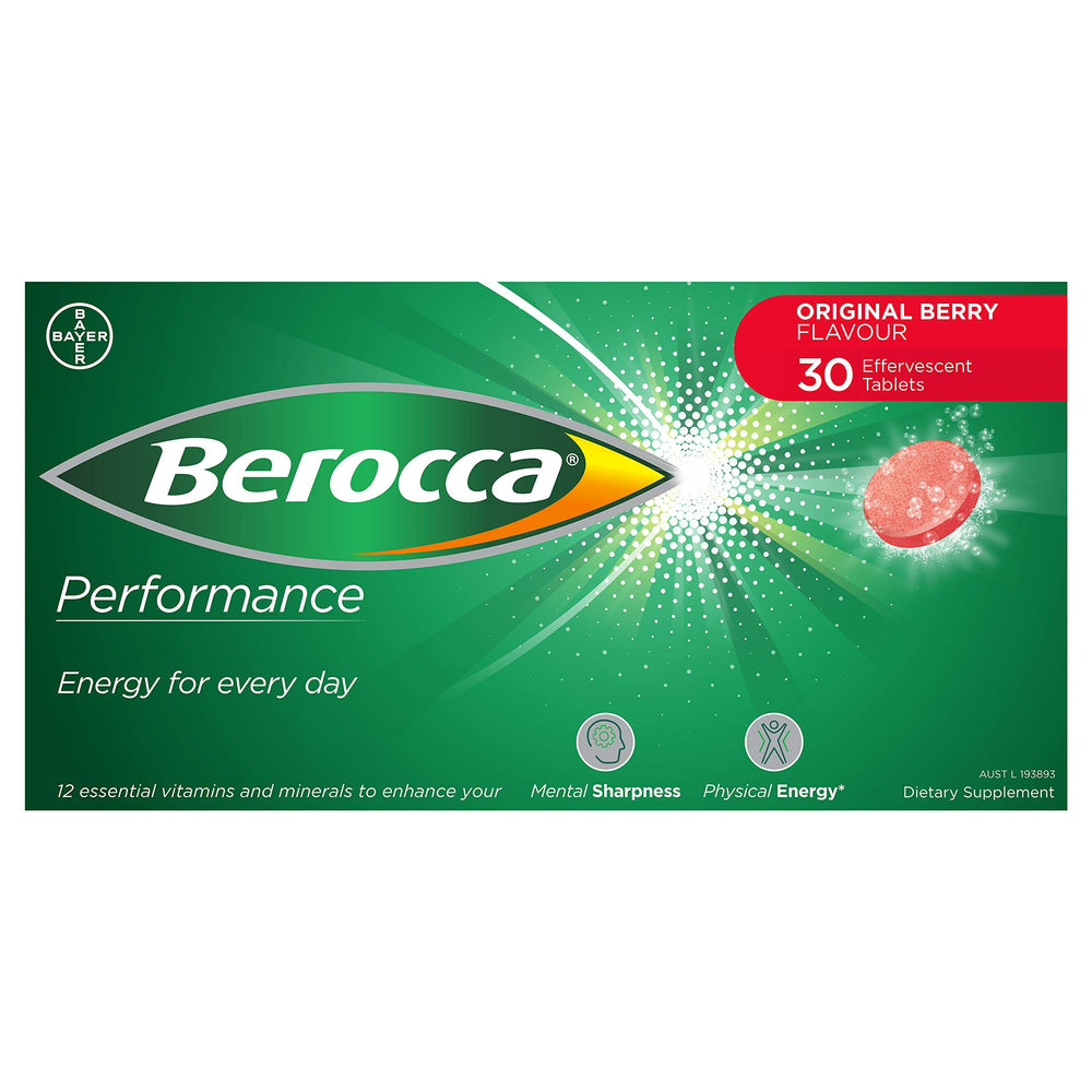 CoCoCherry Berocca Performance tablets dissolve in water for a refreshing hydration boost.