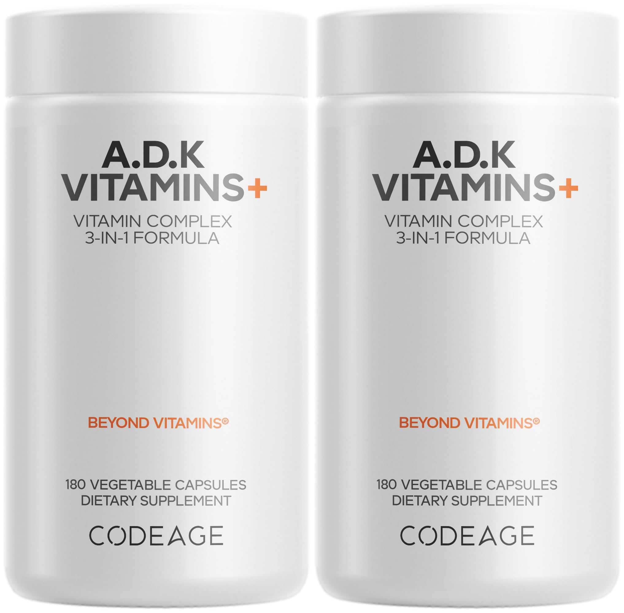 Codeage ADK vitamins bottle front for convenient daily fat-soluble vitamin intake.