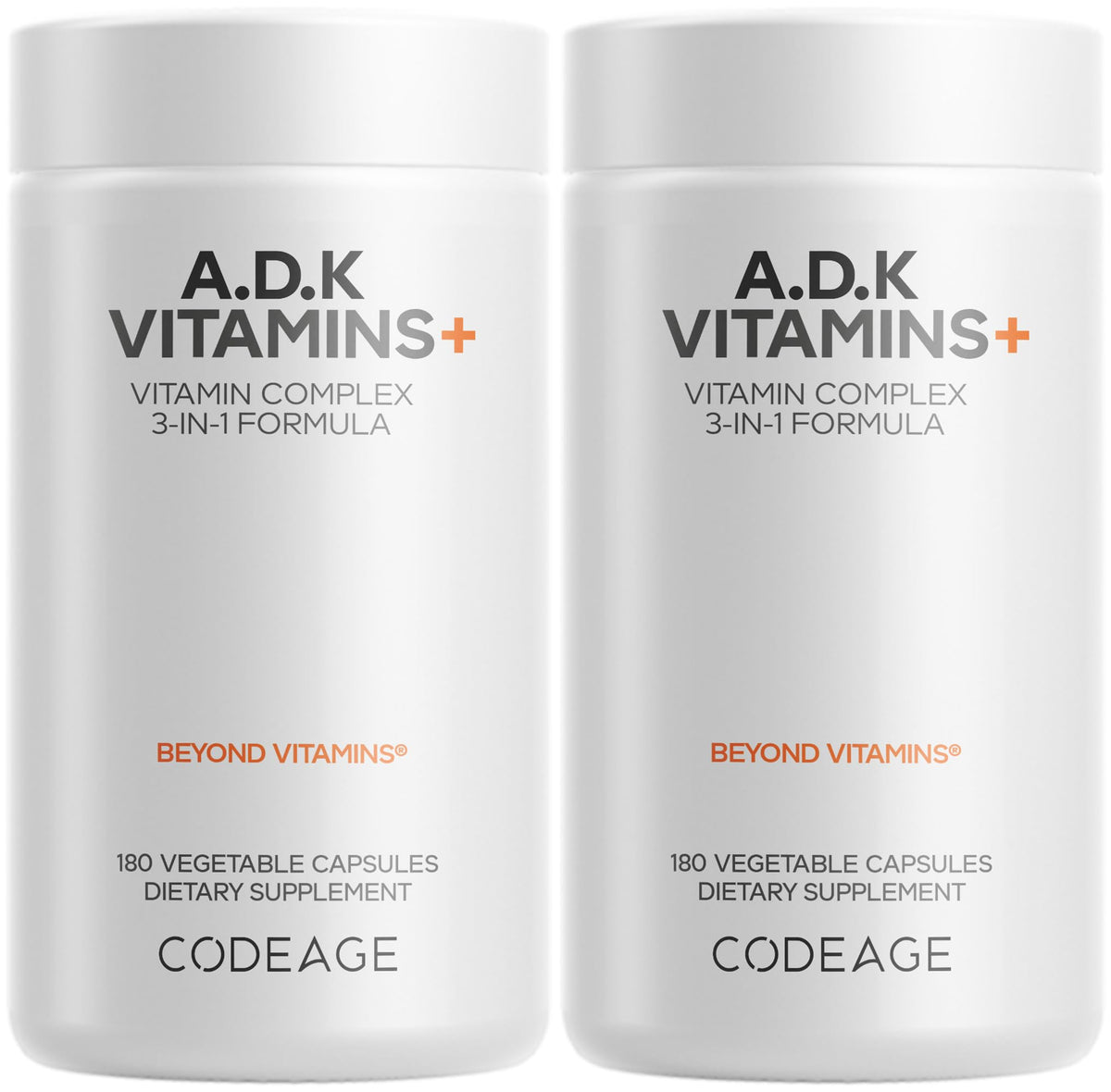 Codeage ADK vitamins bottle front for convenient daily fat-soluble vitamin intake.