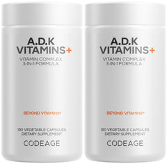 Codeage ADK vitamins bottle front for convenient daily fat-soluble vitamin intake.
