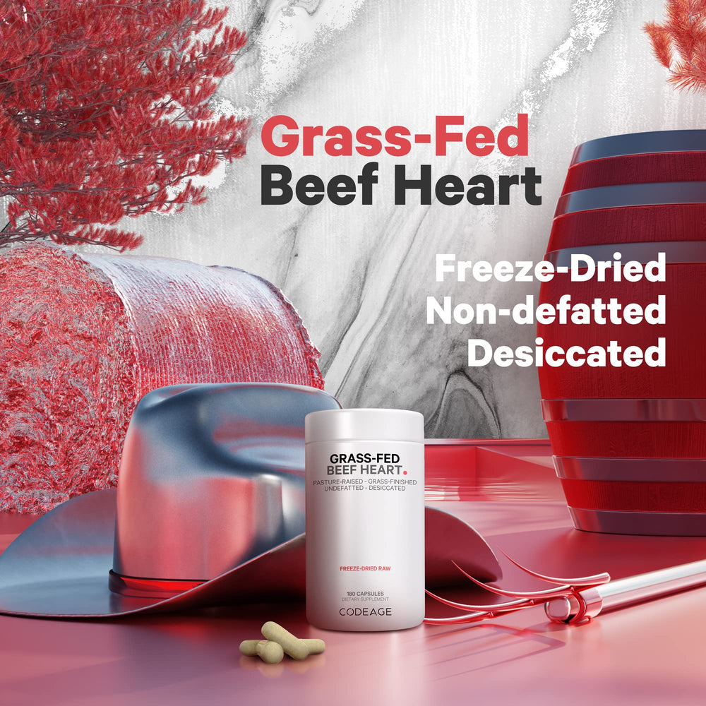 Codeage beef liver capsules close-up showcasing liver-derived nutrients