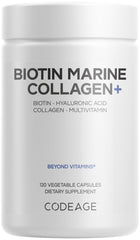 Codeage Biotin Marine Collagen bottle front, premium daily supplement