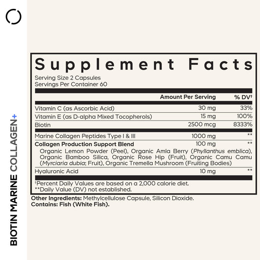 Codeage Biotin Marine Collagen capsules pour demonstrates easy daily dosing