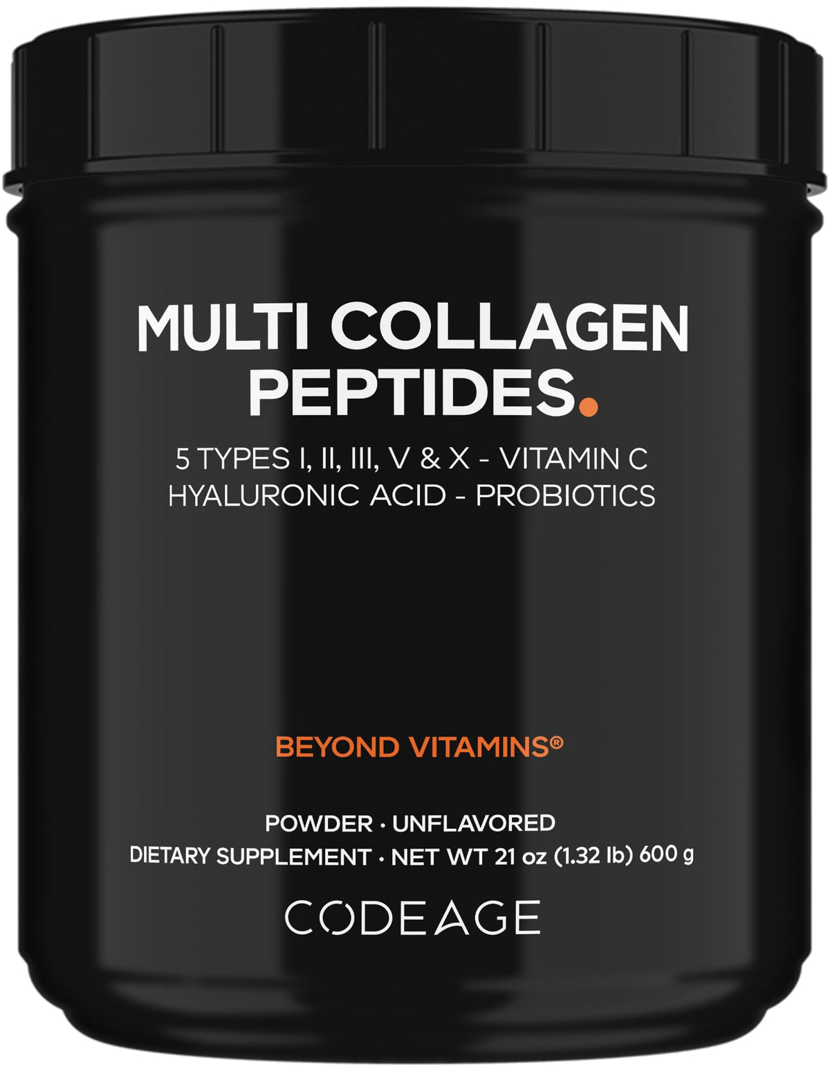 Codeage Black Edition bottle front showing collagen blend for daily wellness.