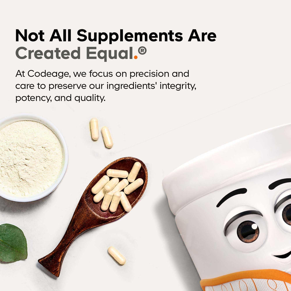 Codeage Bones Vitamins+ bamboo and resveratrol ingredients showcased.