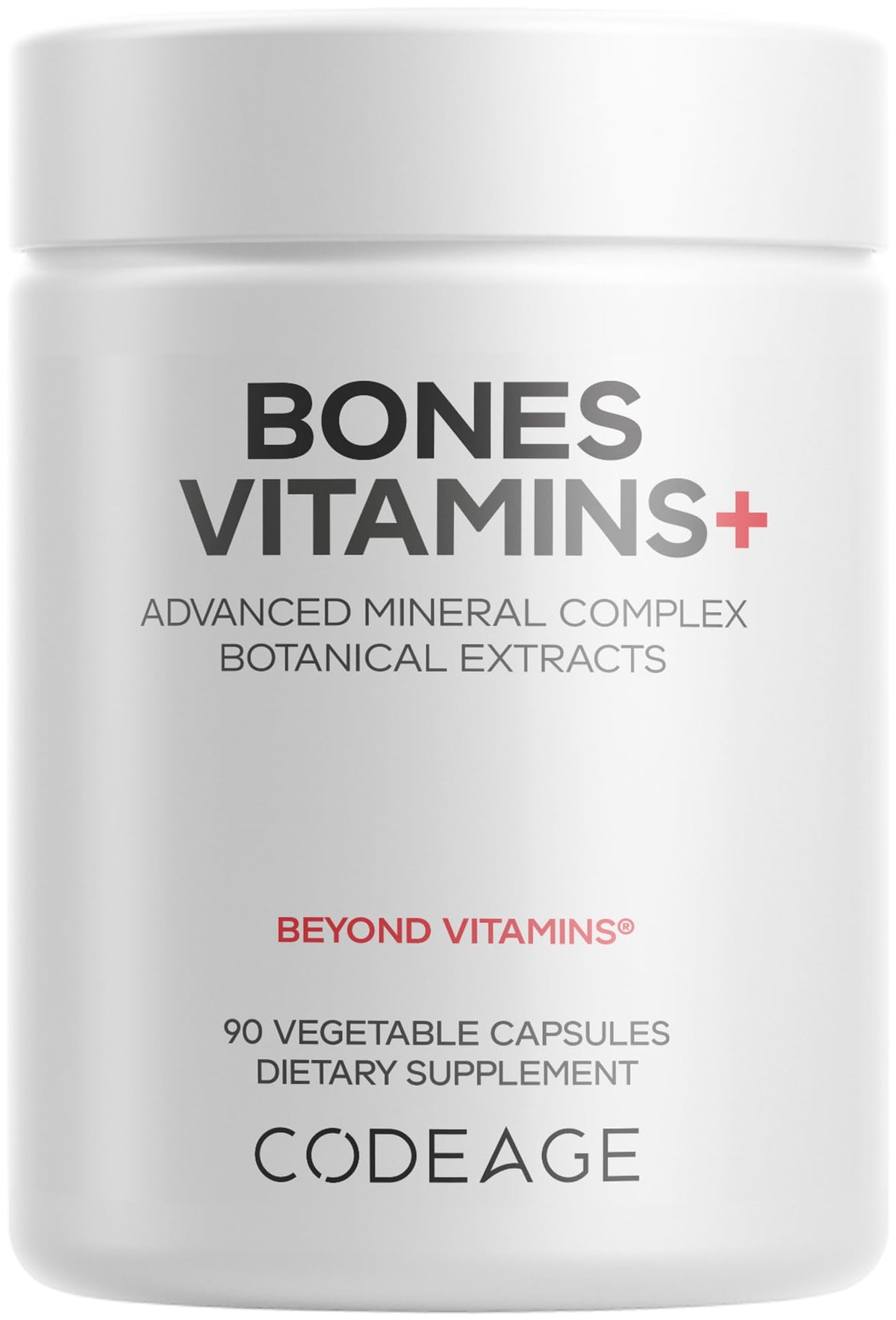 Codeage Bones Vitamins+ bottle and capsules for daily bone support.