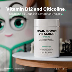 Close-up of Codeage Brain Focus label highlighting the formula.