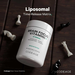 Codeage Brain Focus liposomal delivery system illustration.
