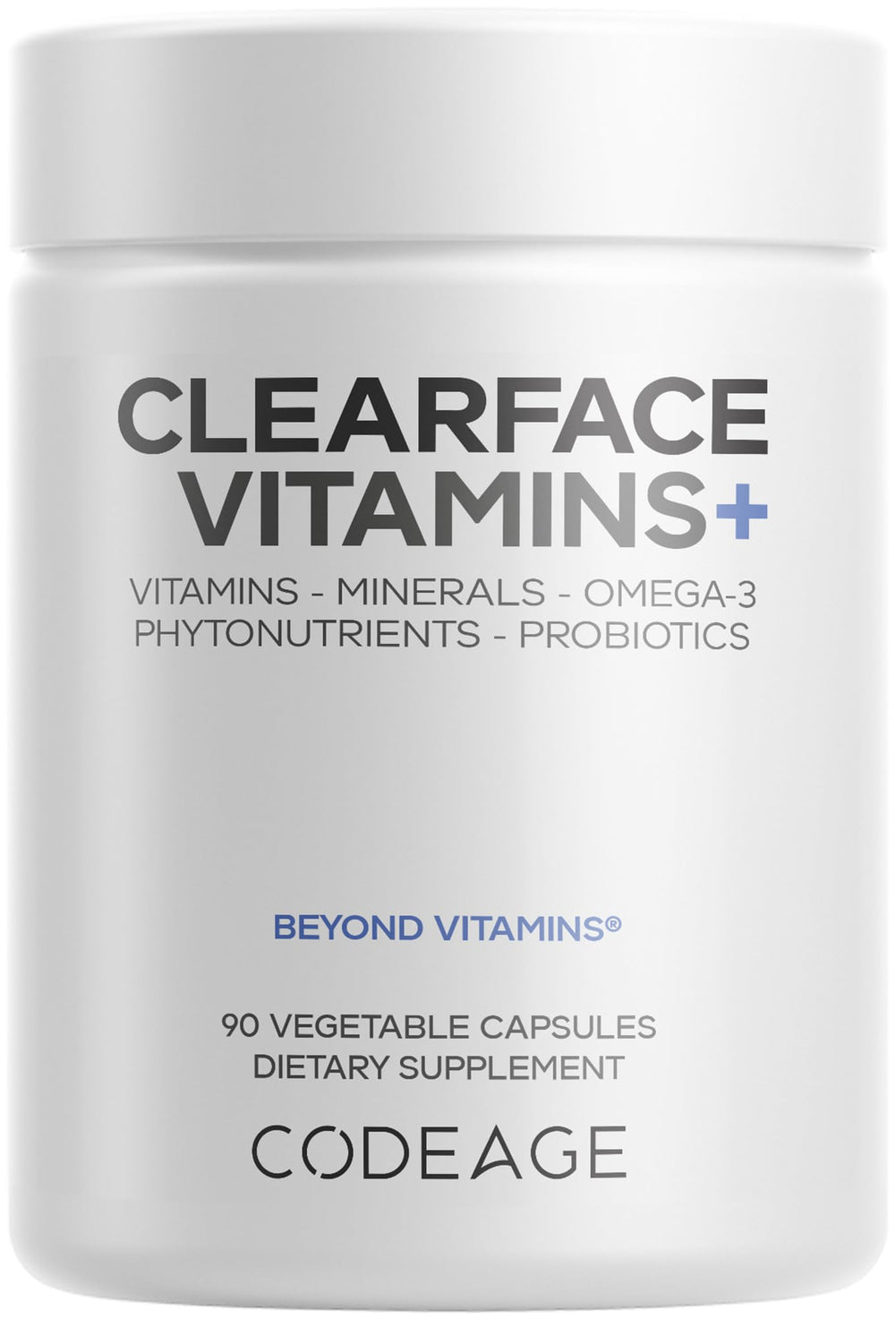 Codeage Clearface bottle front showing the skin nutrition blend.