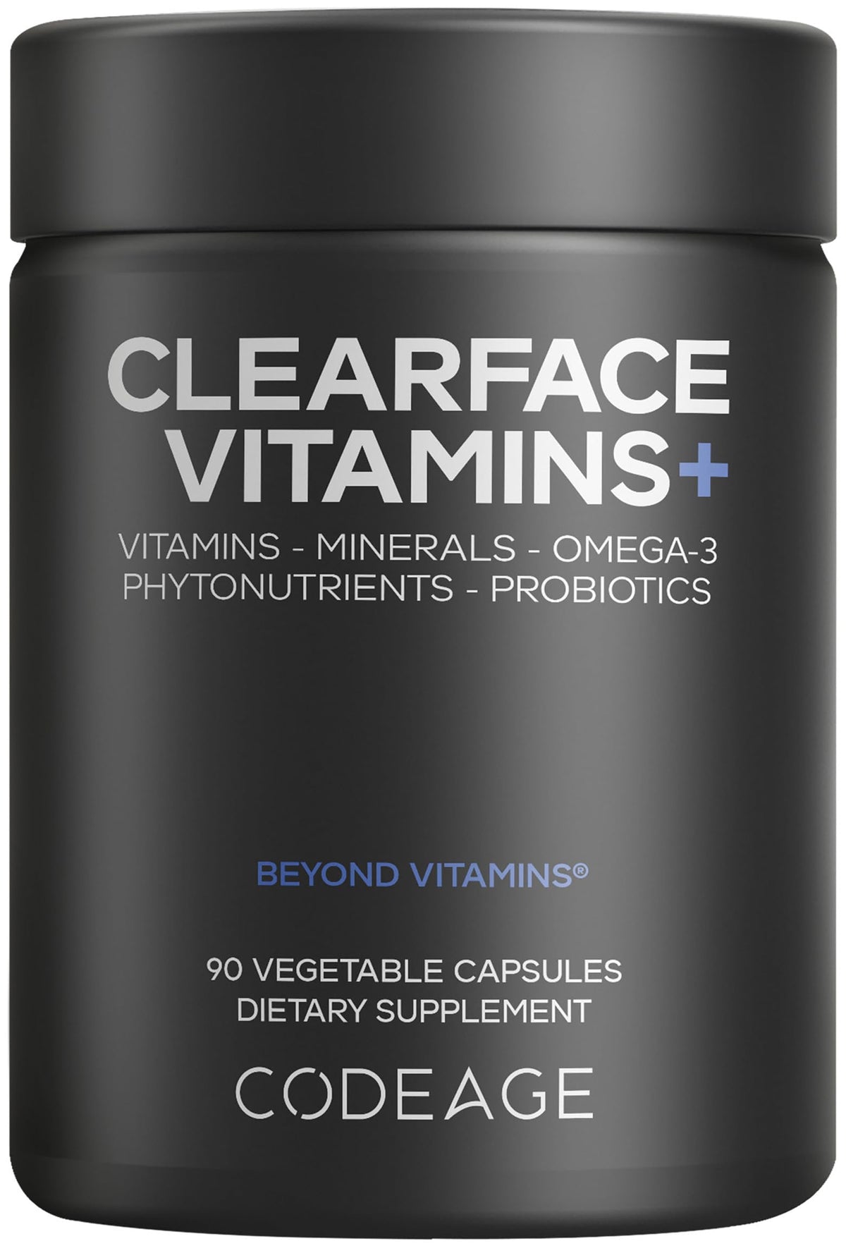 Codeage Clearface bottle with capsules for daily skin nutrition.