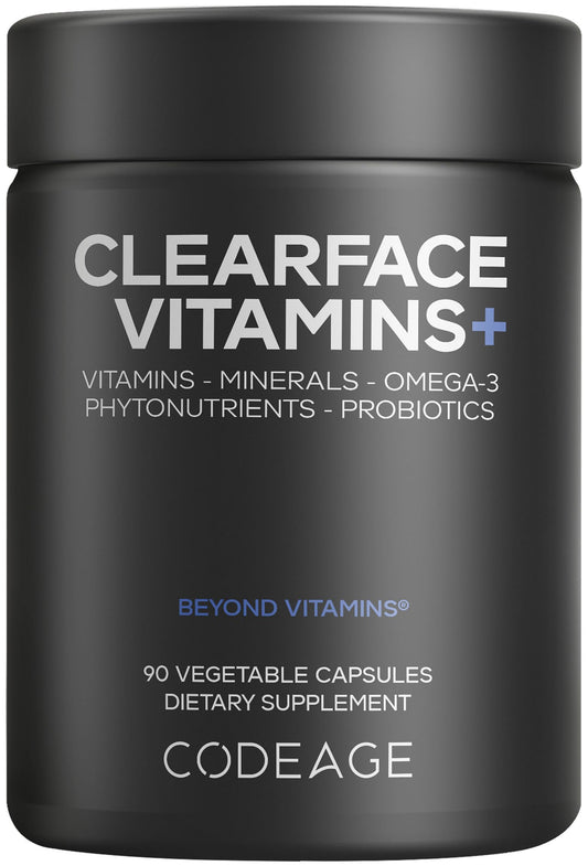 Codeage Clearface bottle with capsules for daily skin nutrition.