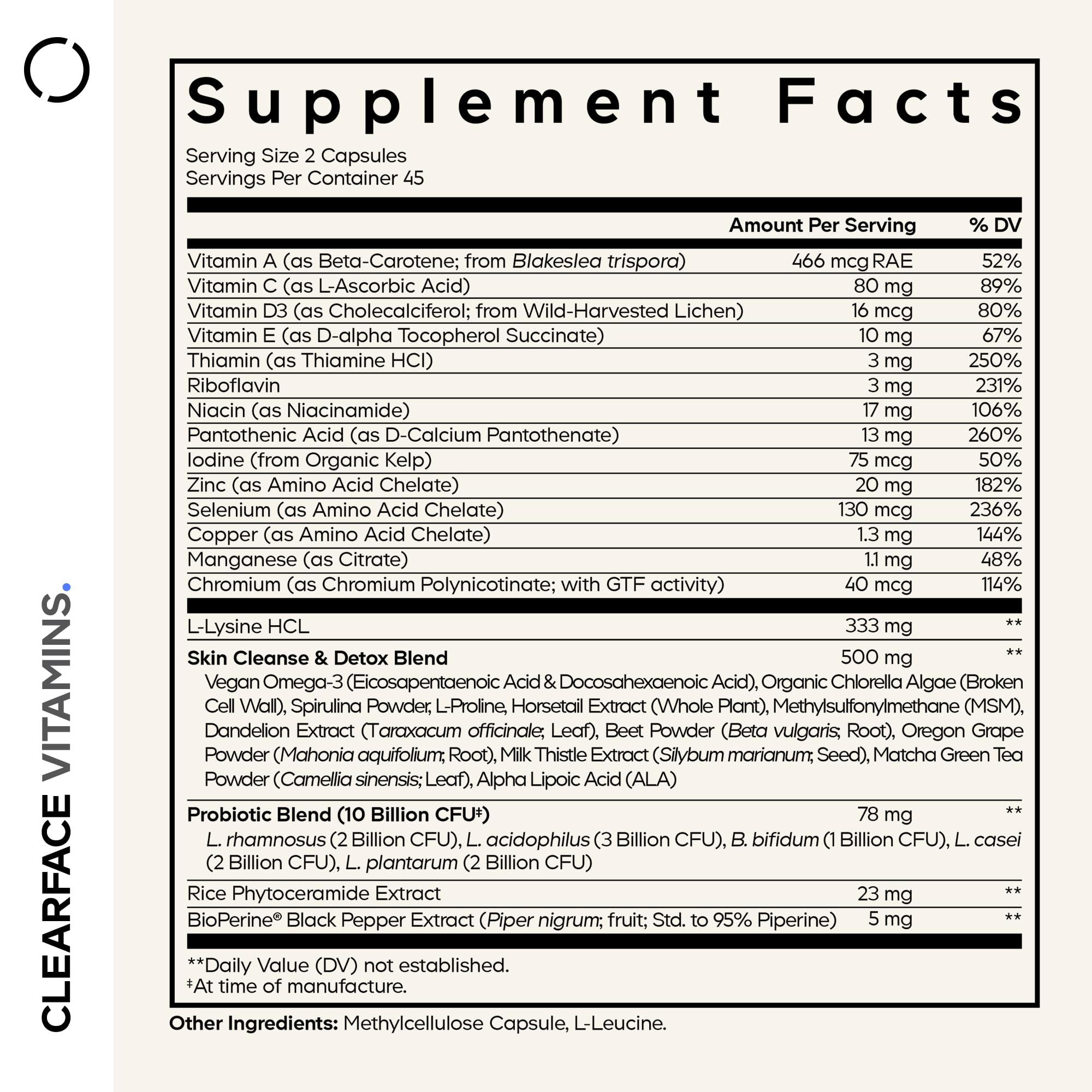 Codeage Clearface capsules closeup highlight convenient daily skin vitamins.