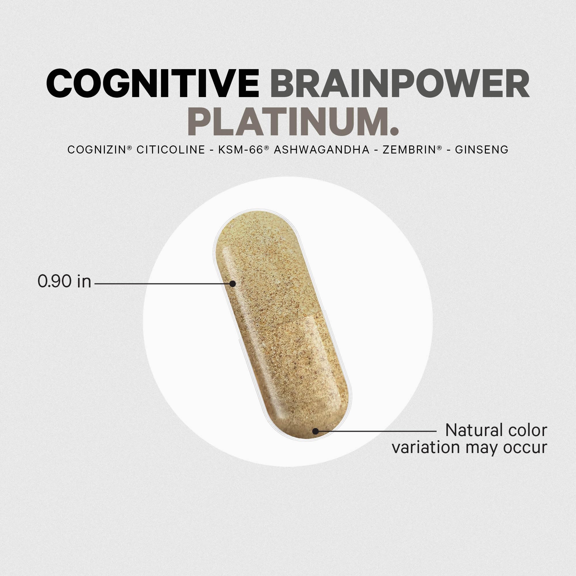 Codeage Cognitive Brainpower Platinum bottle back lists nutrients and usage guidance.