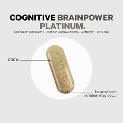 Codeage Cognitive Brainpower Platinum bottle back lists nutrients and usage guidance.