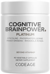 Codeage Cognitive Brainpower Platinum bottle front for daily focus and clarity.