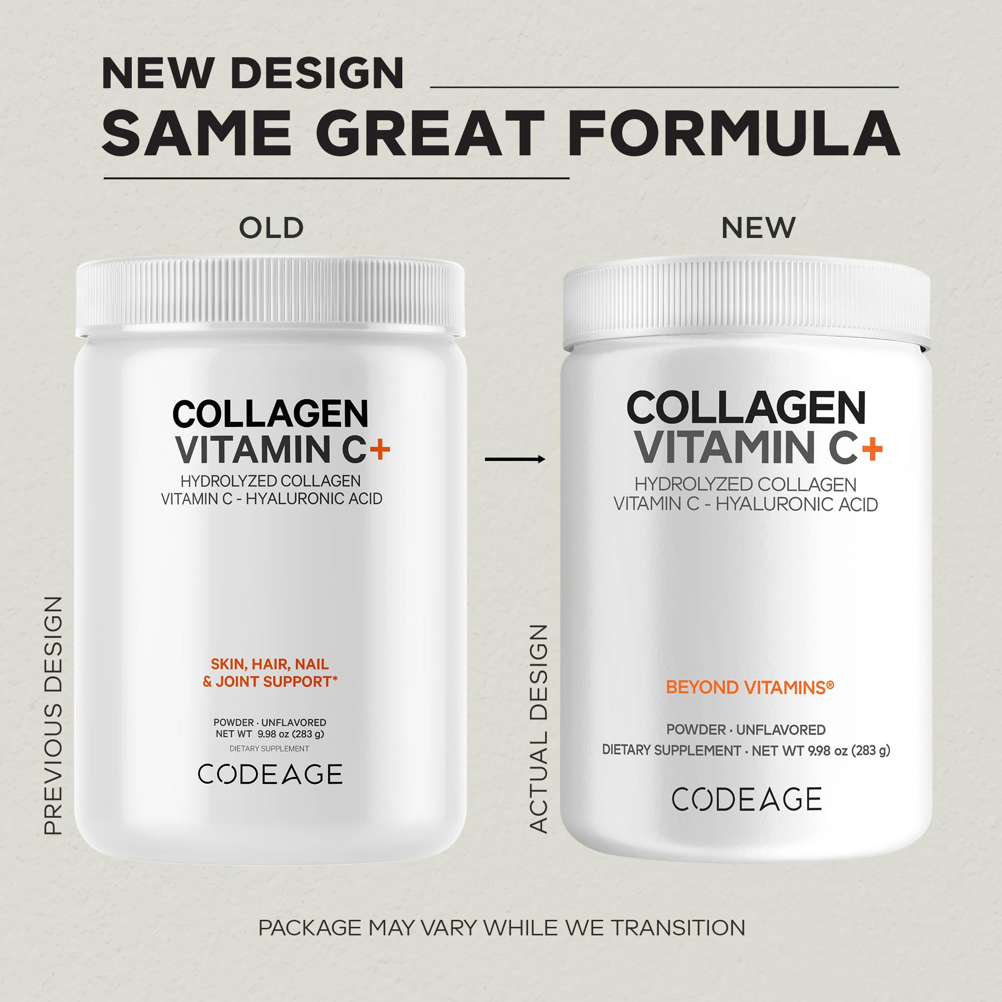 Codeage Collagen Peptides powder poured into a glass for quick mixing