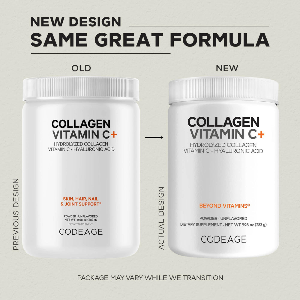 Codeage Collagen Peptides powder poured into a glass for quick mixing