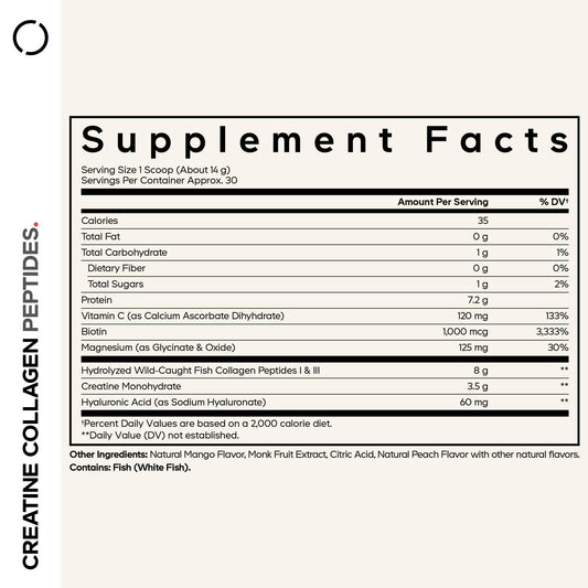 Codeage Creatine Collagen Peptides powder being poured into a glass for smoothies.