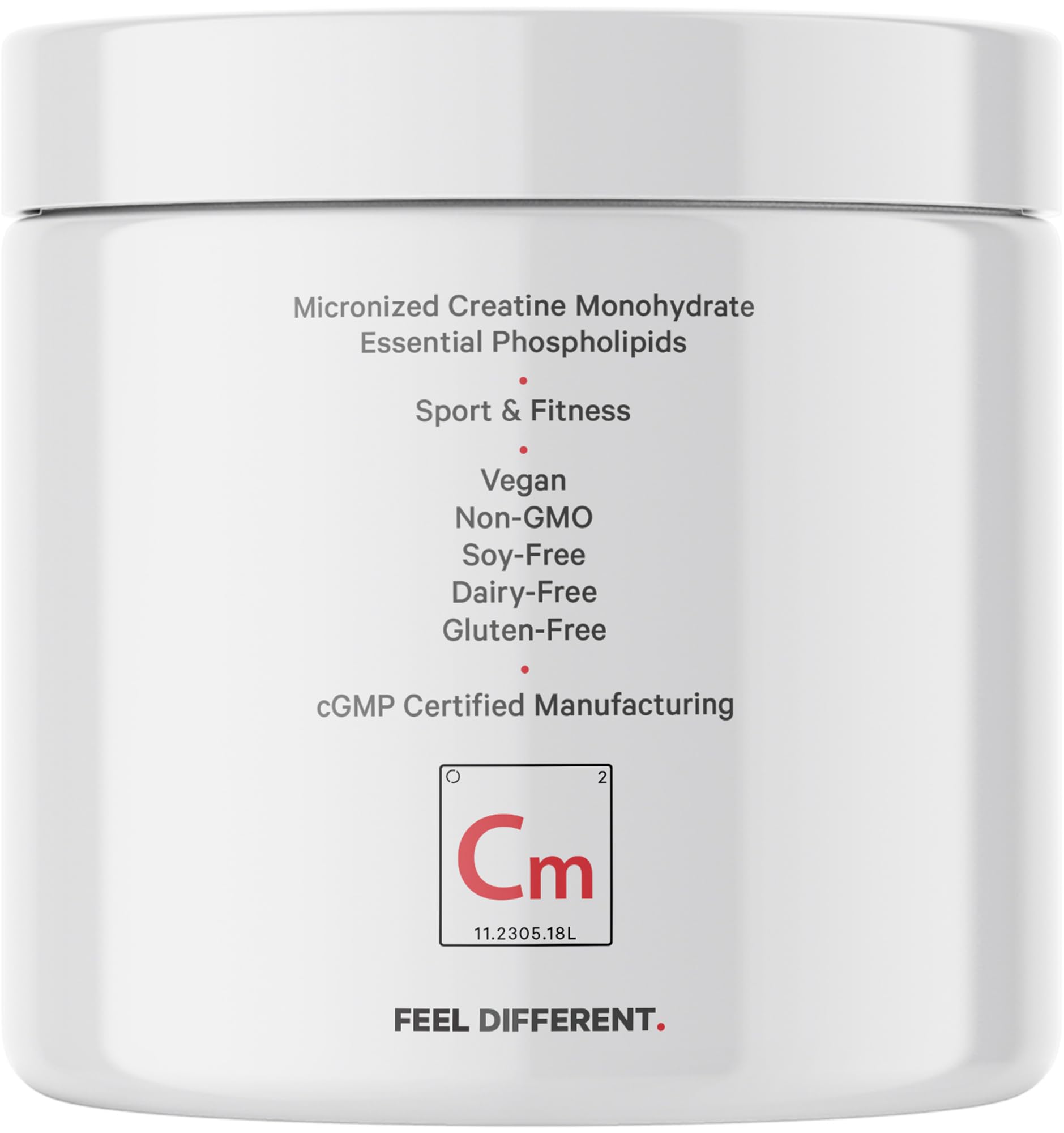 Codeage creatine powder bottle closeup conveys clear labeling and packaging quality.