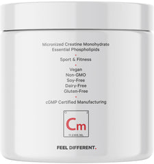 Codeage creatine powder bottle closeup conveys clear labeling and packaging quality.