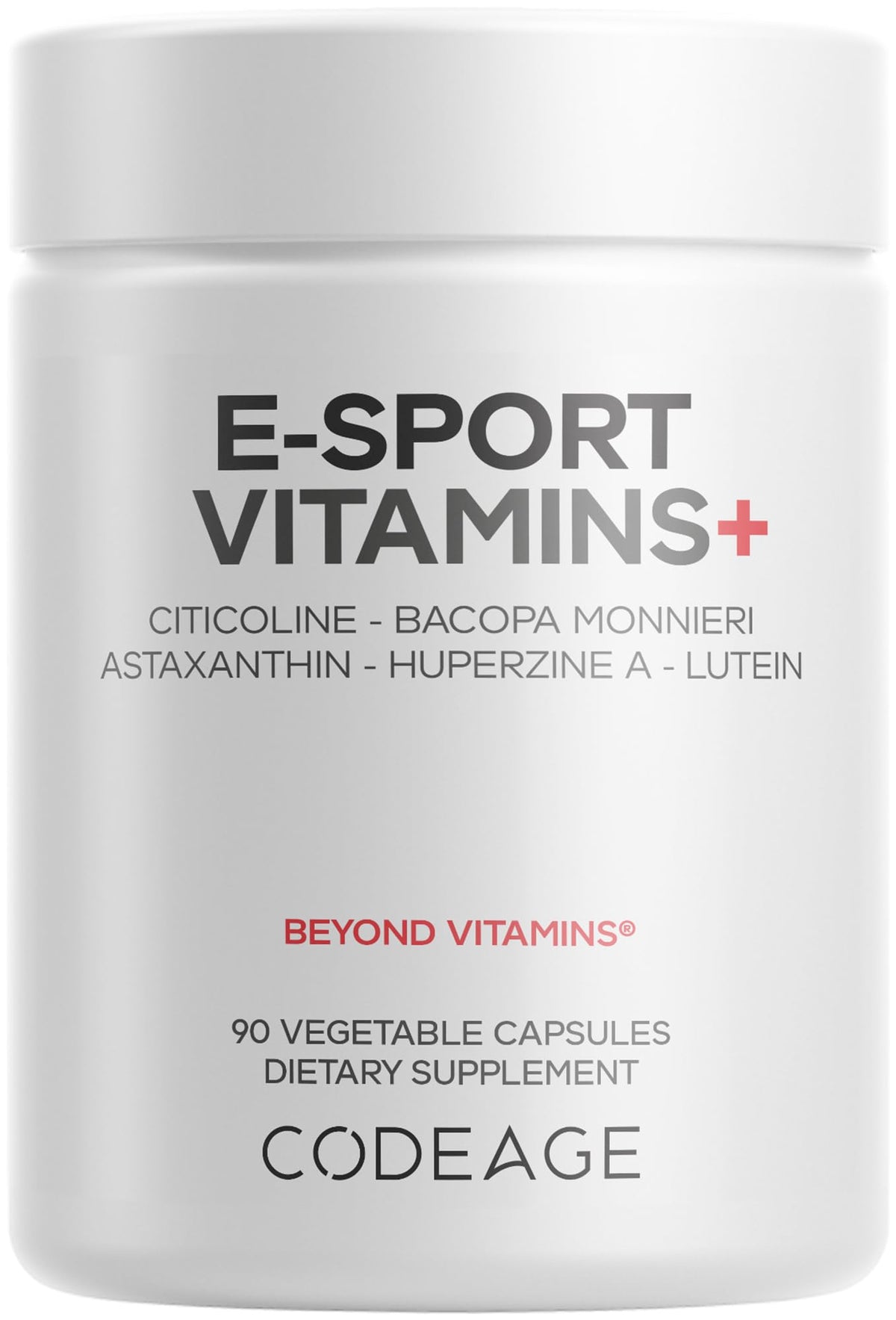 Codeage E-Sport Vitamins bottle displaying a balanced nootropic blend for focused gaming.