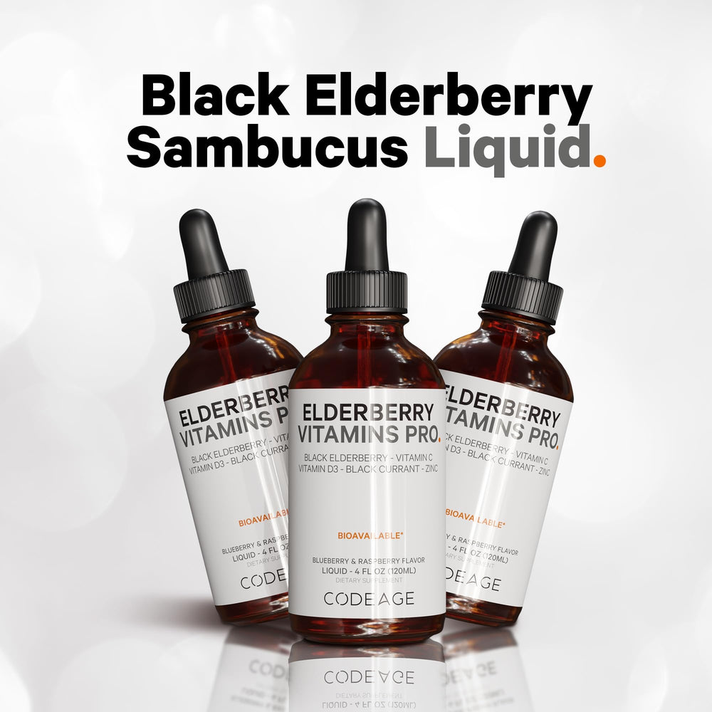Codeage Elderberry Vitamins Pro vegan D3 and zinc features on packaging