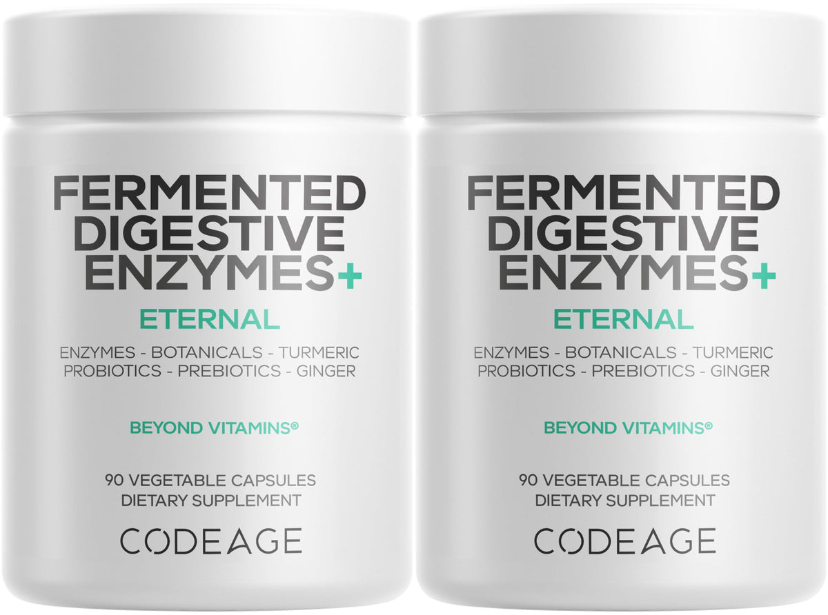 Codeage fermented digestive enzymes bottle front view for daily enzyme support
