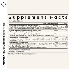 Codeage Fermented Digestive Enzymes capsules closeup highlighting plant-based enzymes for meals.