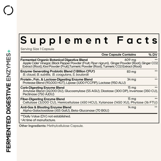 Codeage label close-up highlights 14 enzymes and probiotic blend for digestion