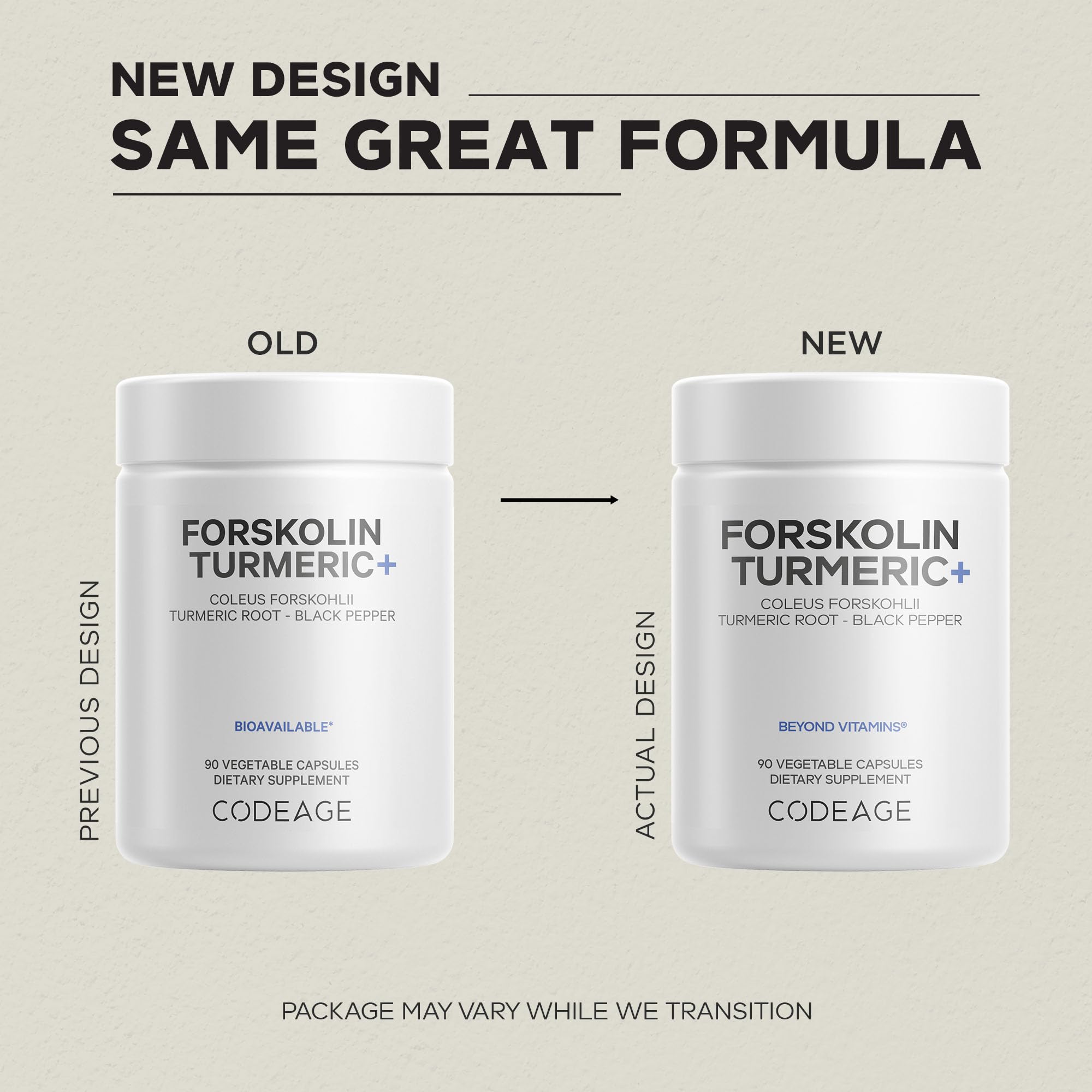 Codeage Forskolin Turmeric+ capsules in bottle for daily use