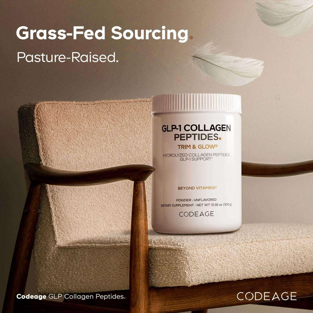 Codeage GLP-1 Collagen Powder highlights type I and III peptides.