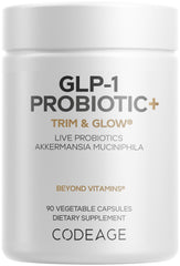Codeage GLP-1 Probiotic bottle front for daily gut support.