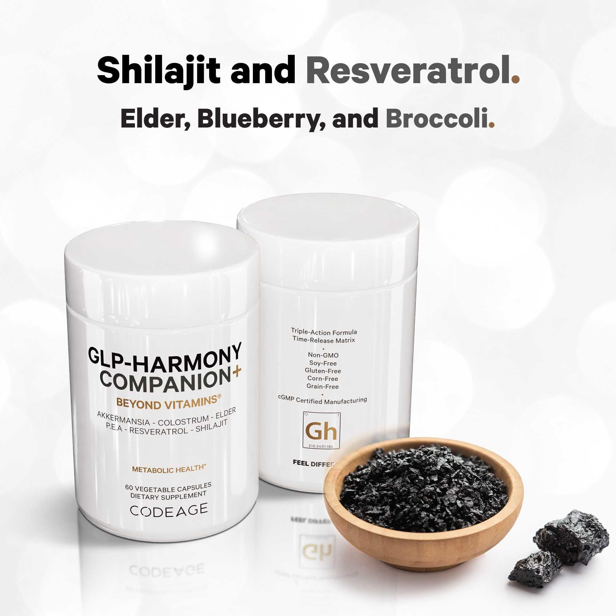 Codeage GLP-Harmony shilajit-resin image hints enduring vitality