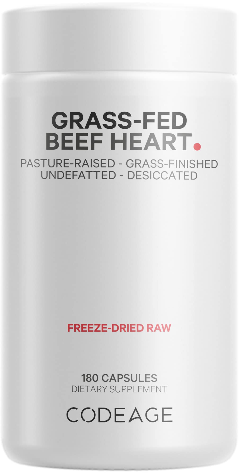 Codeage grass-fed beef heart bottle with capsules for daily wellness