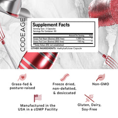 Codeage beef heart capsules close-up highlighting freeze-dried nutrients
