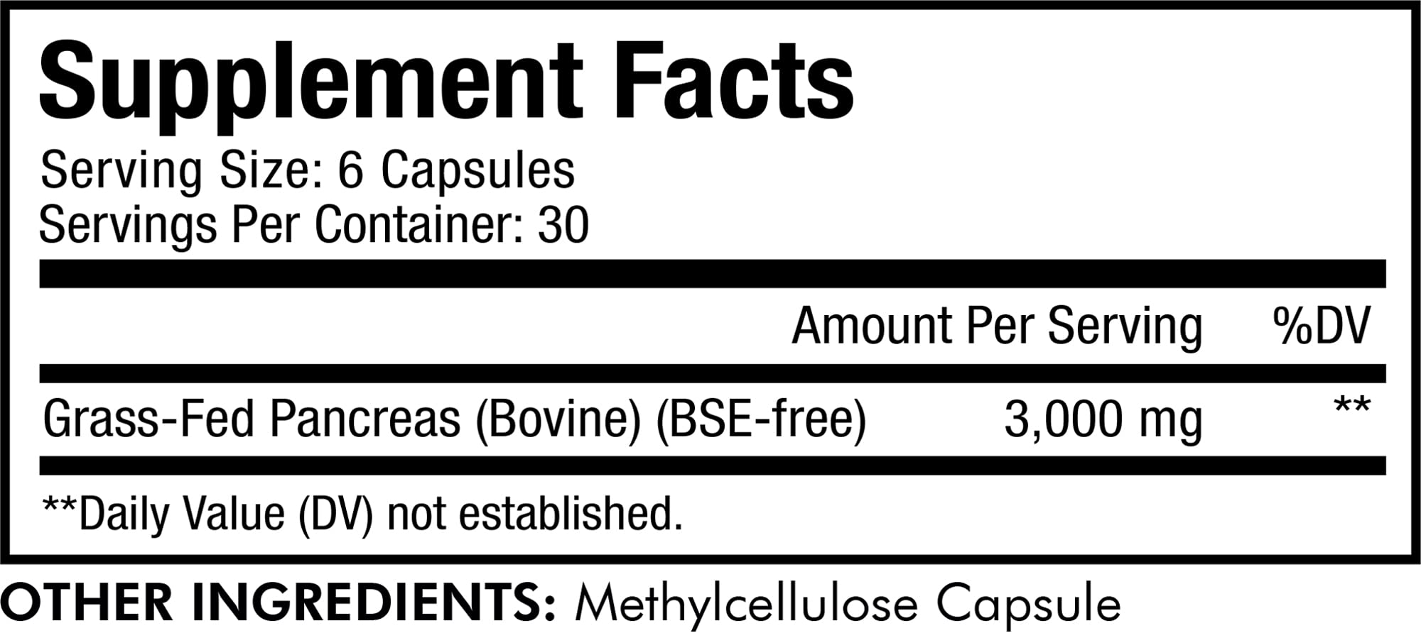 Codeage Grass-Fed Beef Pancreas capsules image showing freeze-dried desiccated formula.