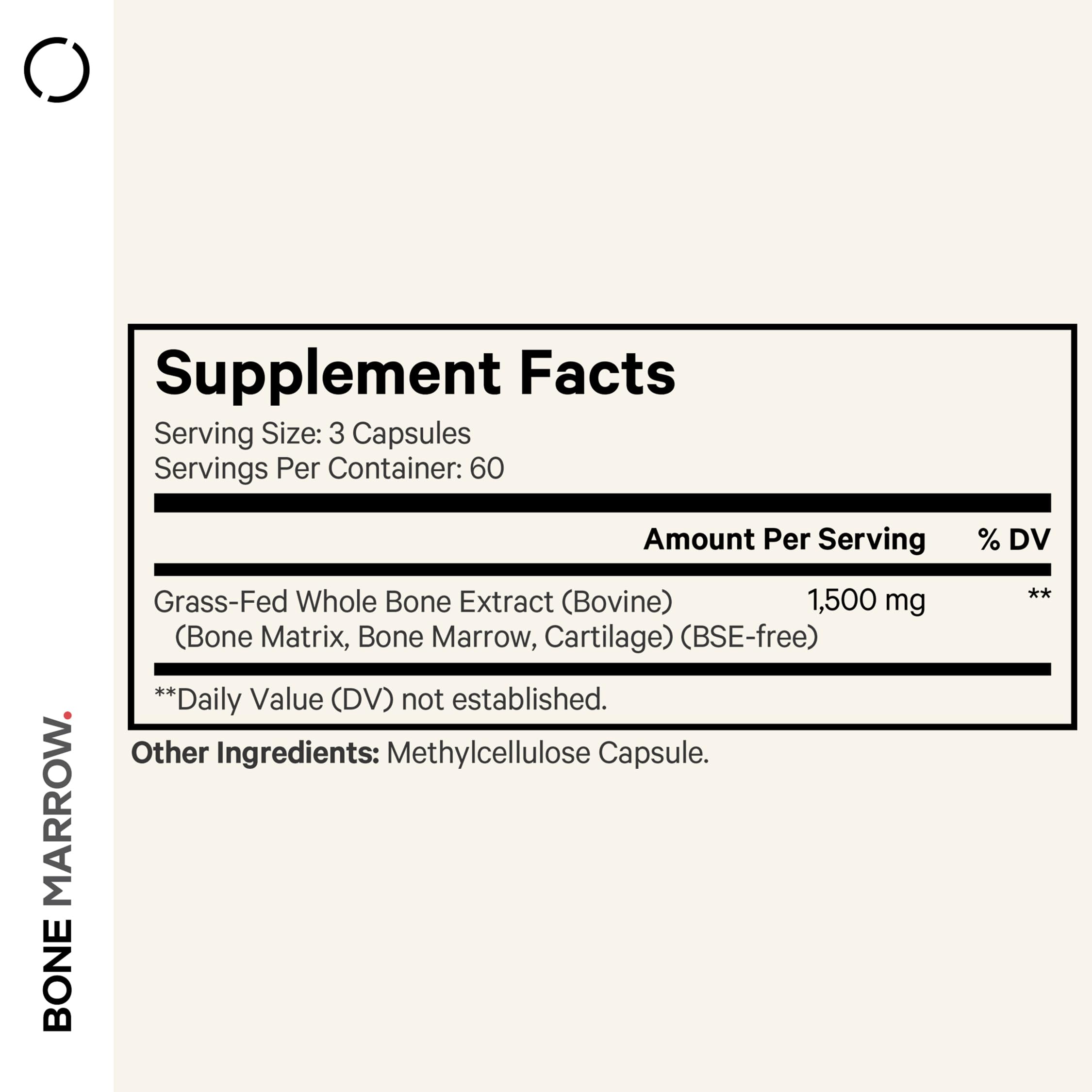 Codeage Grass-Fed Bone Marrow label with ingredients highlights freeze-dried, non-defatted formula