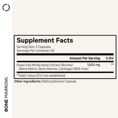 Codeage Grass-Fed Bone Marrow label with ingredients highlights freeze-dried, non-defatted formula