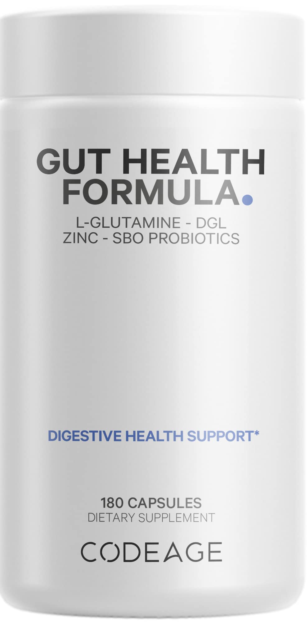 Codeage Gut Health Formula bottle front with vegan capsules for daily gut support
