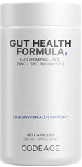 Codeage Gut Health Formula bottle front with vegan capsules for daily gut support