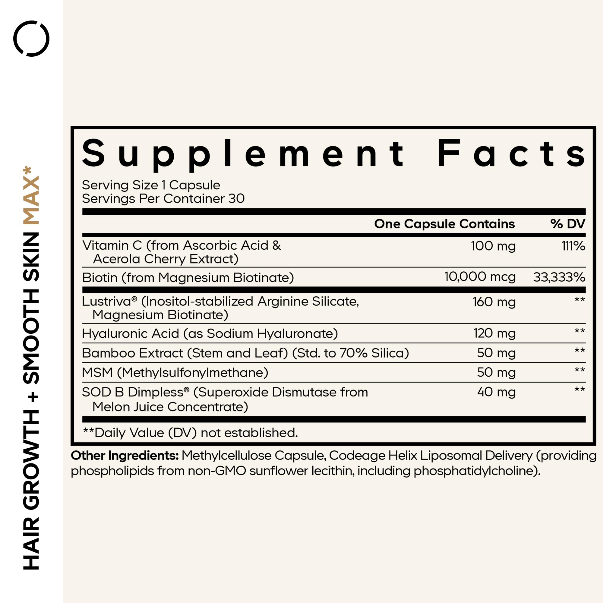 Close-up of Codeage capsules emphasizing liposomal delivery for daily use
