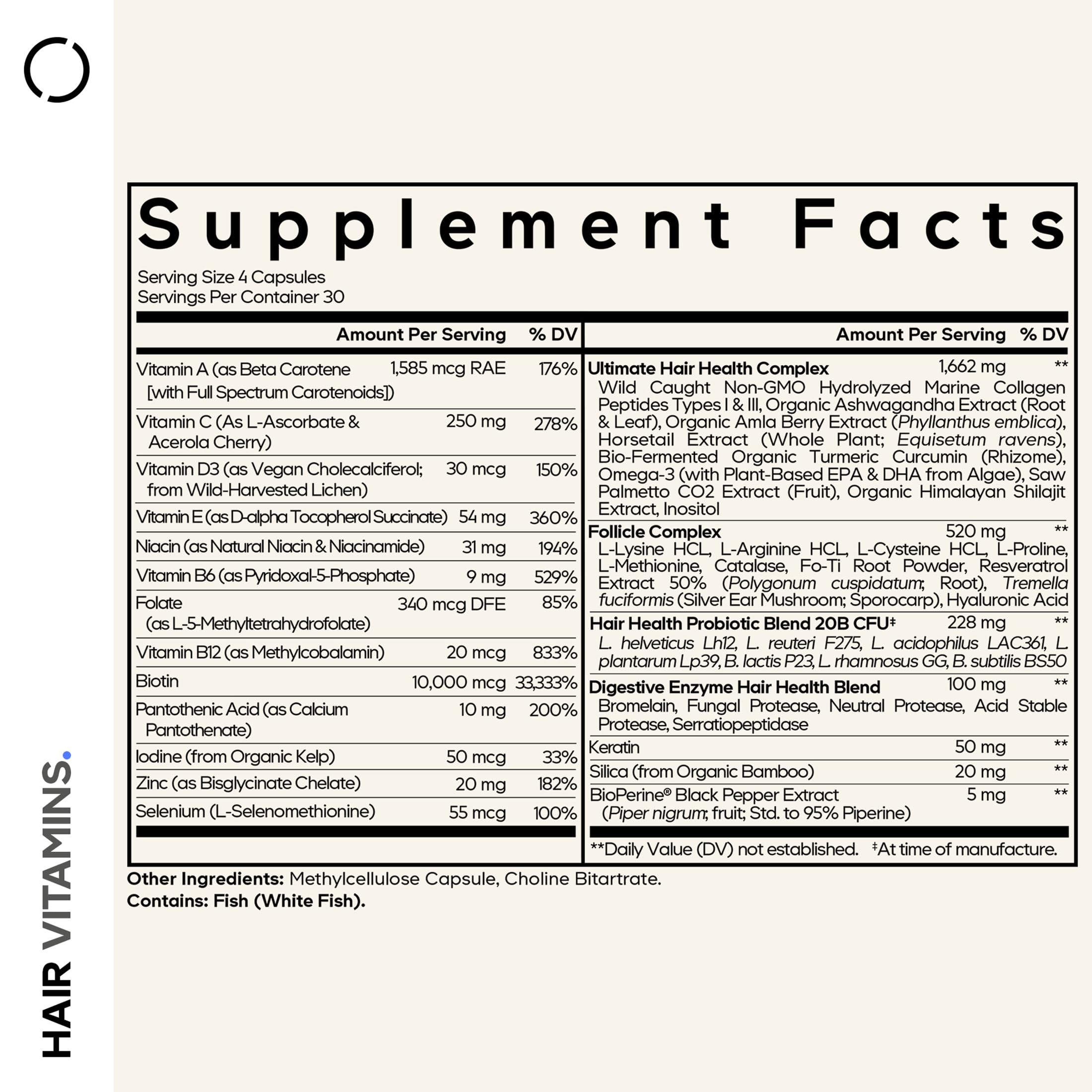Codeage Hair Vitamins collagen types I and III for glossy hair